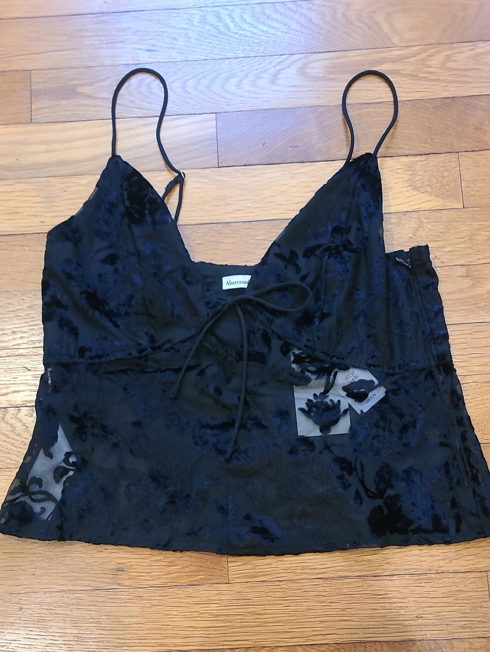 Abercrombie & Fitch Black Velvet Tie-Front Cami